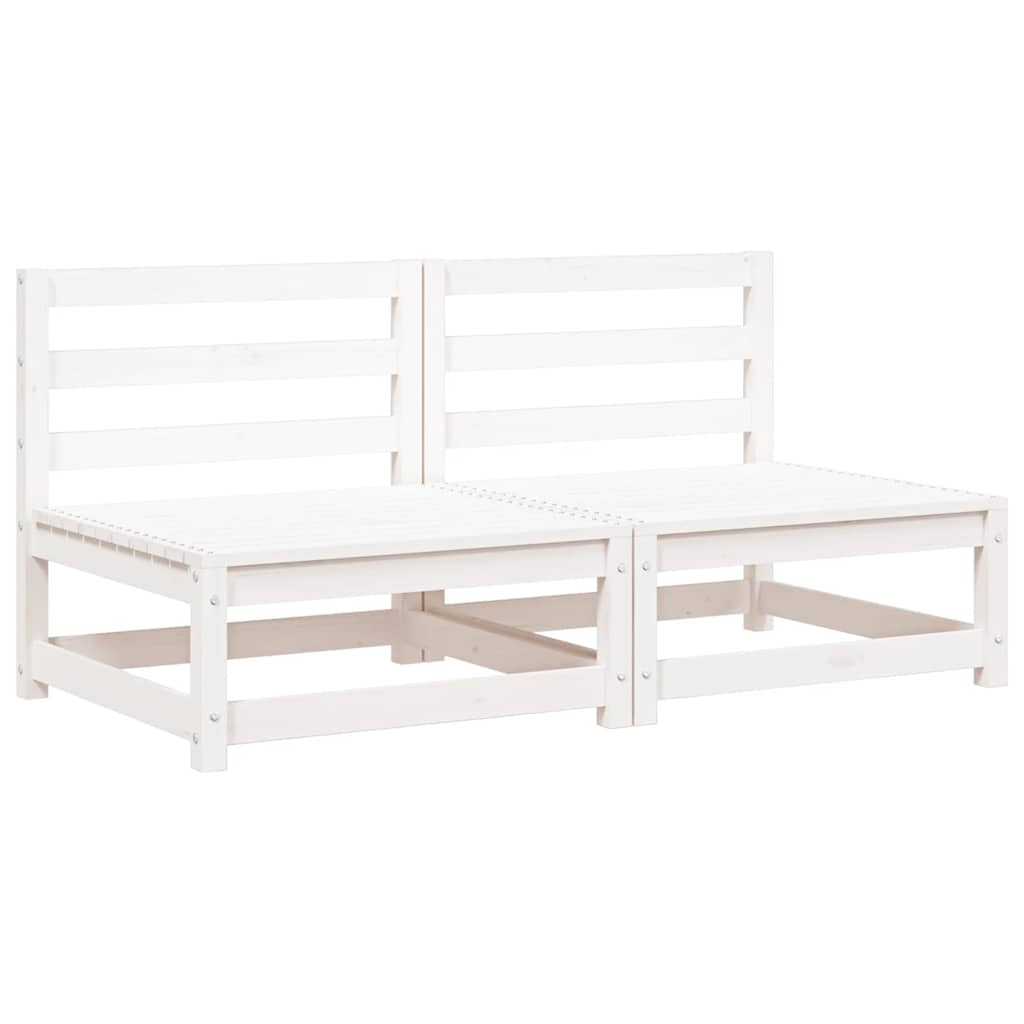 Garden Middle Sofas 2 pcs White Solid Pinewood