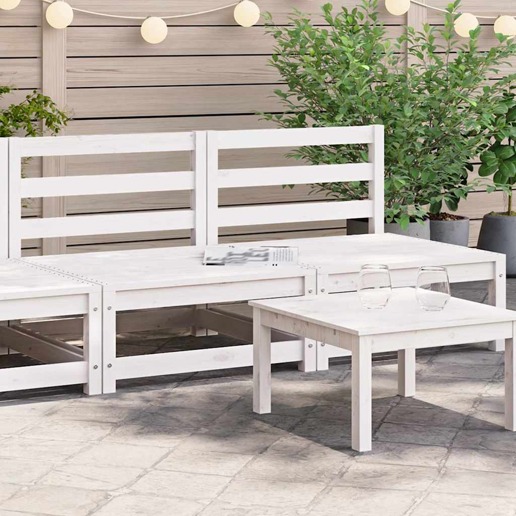 Garden Middle Sofas 2 pcs White Solid Pinewood