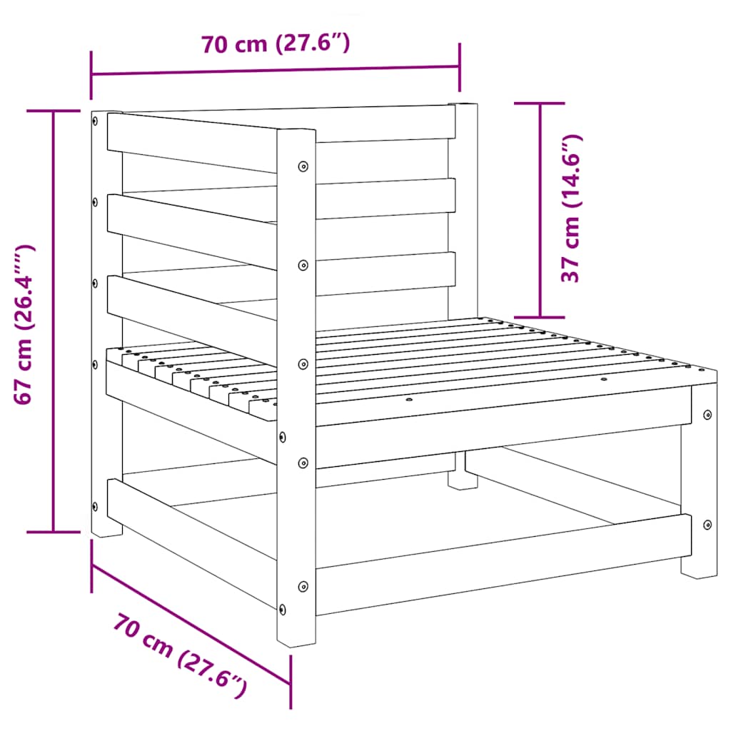 2 Piece Garden Lounge Set White Solid Pinewood