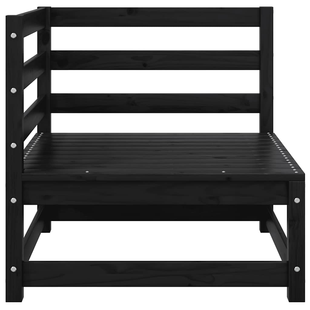 2 Piece Garden Lounge Set Black Solid Pinewood