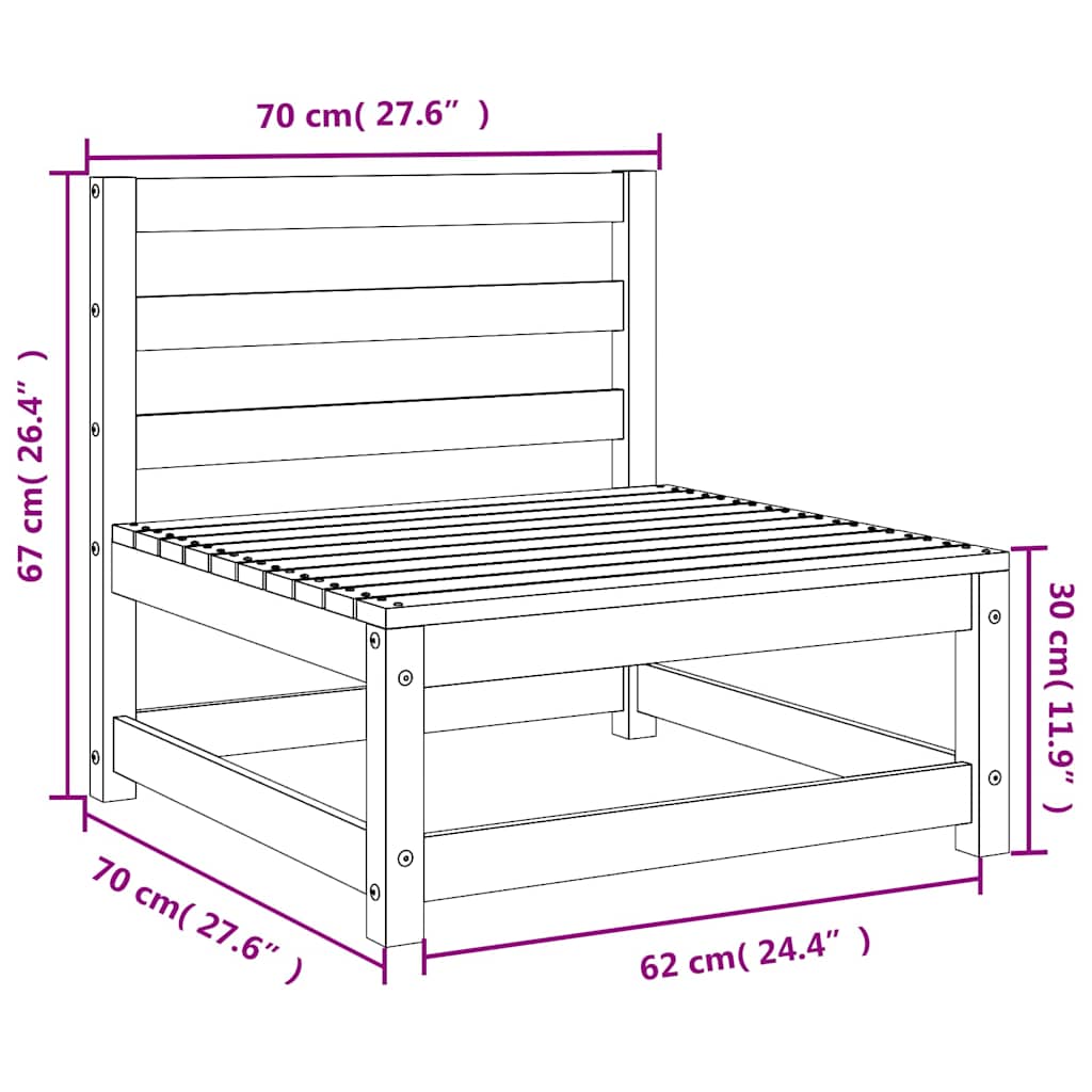 3 Piece Garden Lounge Set White Solid Pinewood