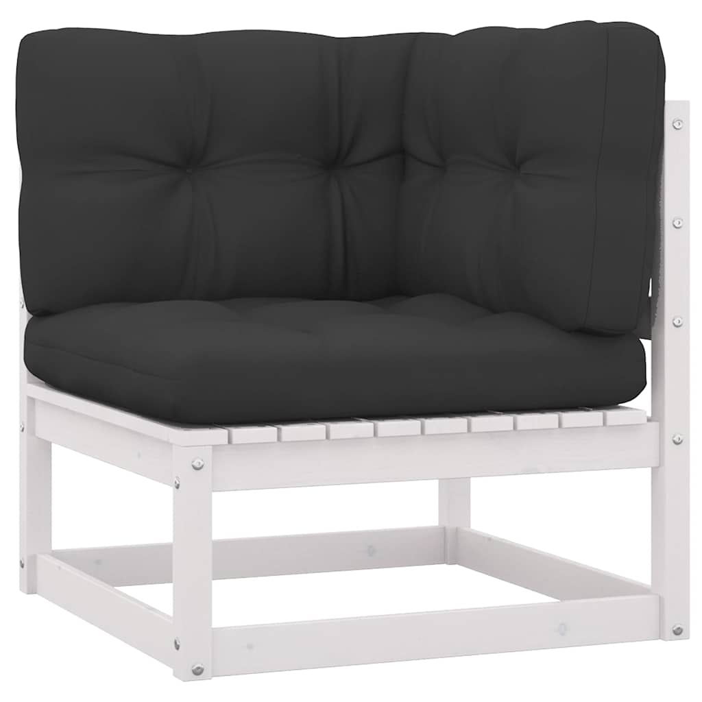 Garden Corner Sofa with Anthracite Cushions Solid Pinewood