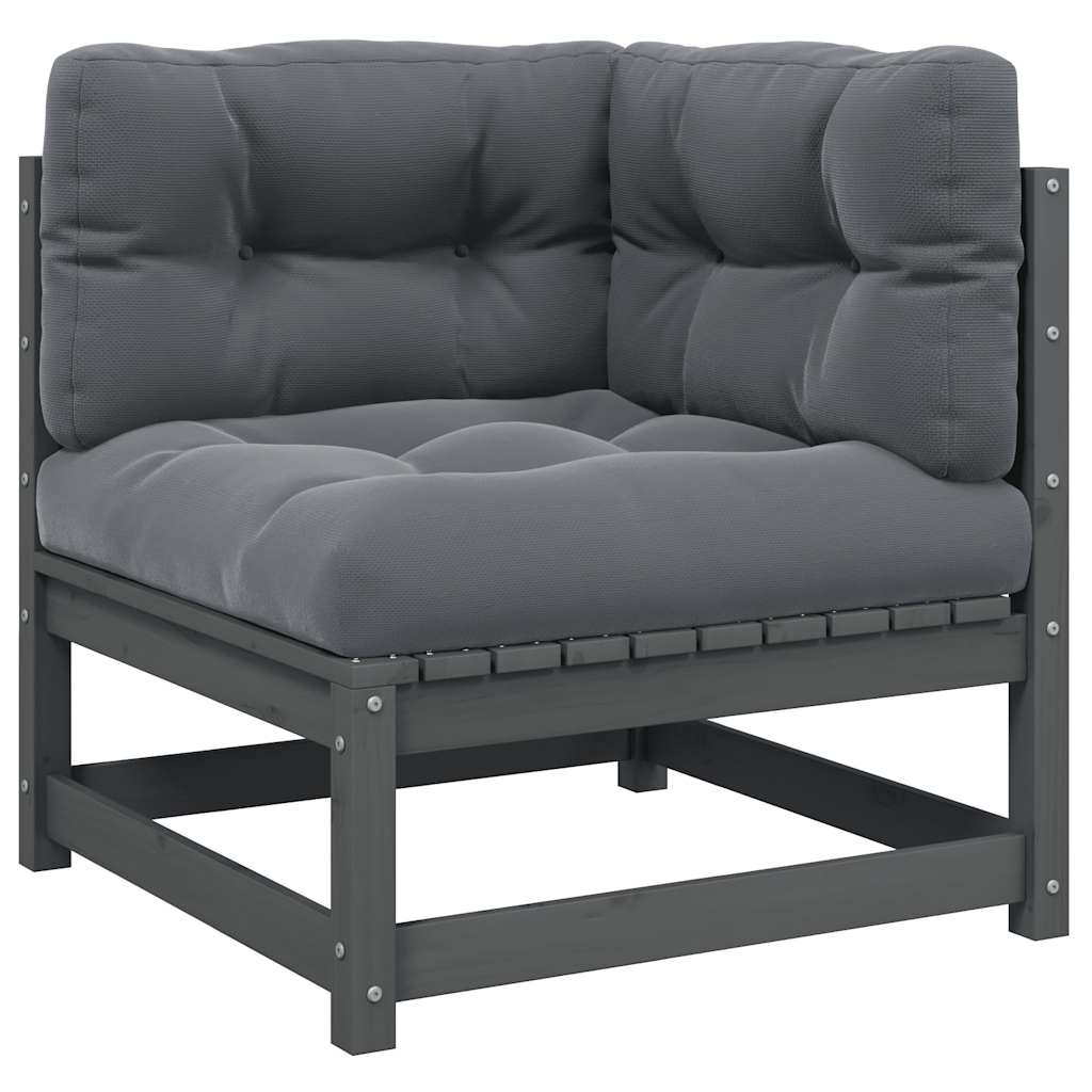 Garden Corner Sofa with Anthracite Cushions Solid Pinewood