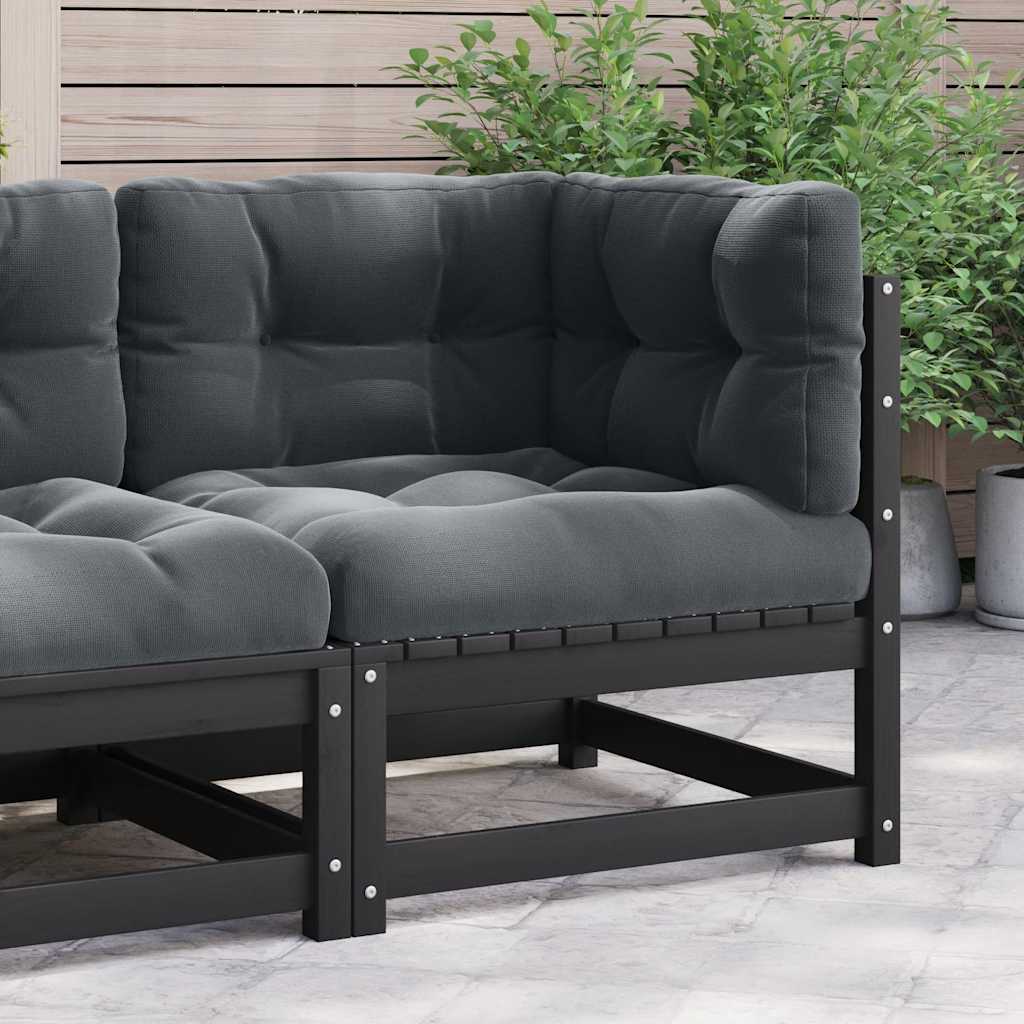 Garden Corner Sofa with Anthracite Cushions Solid Pinewood