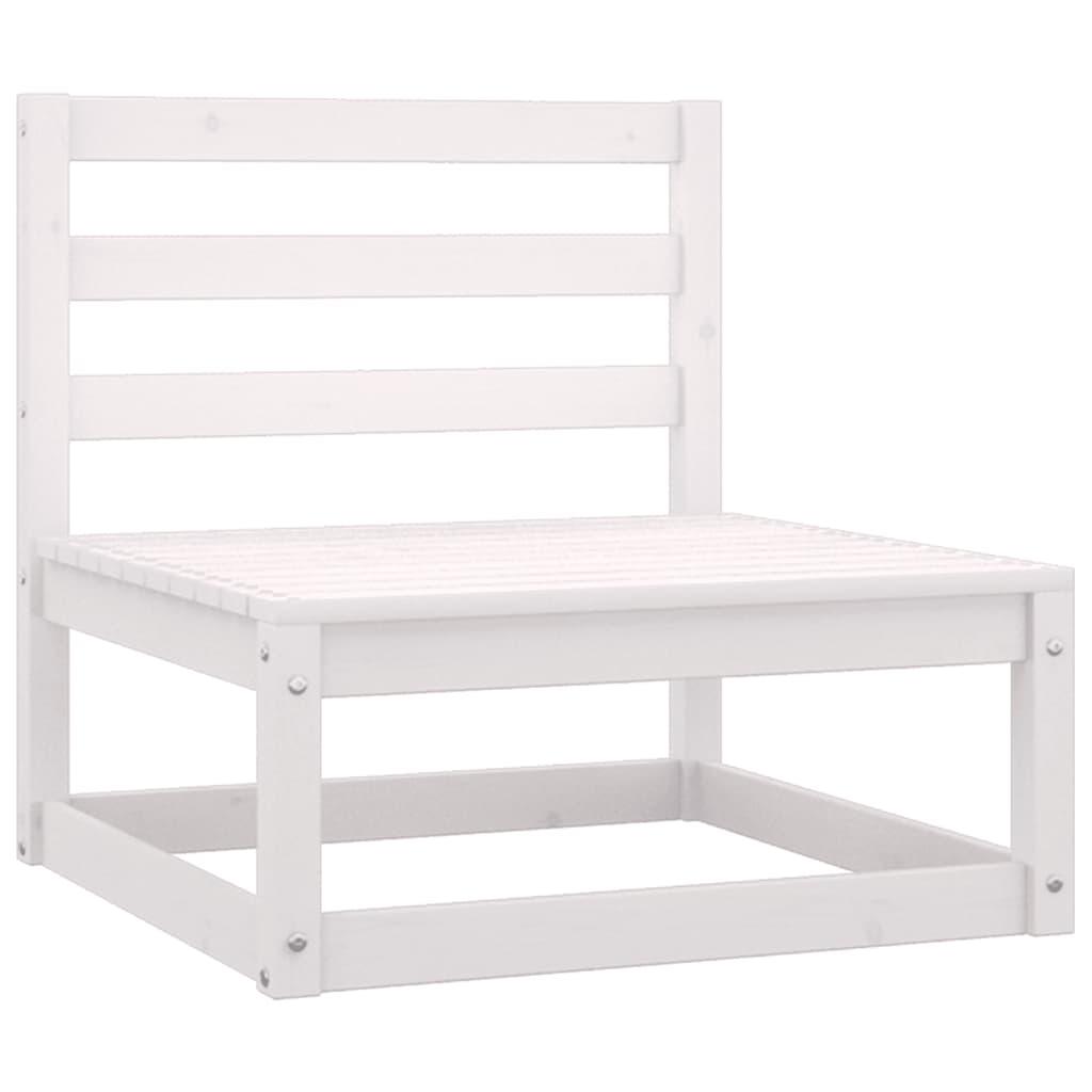 Garden Middle Sofa with Anthracite Cushions White Solid Pinewood