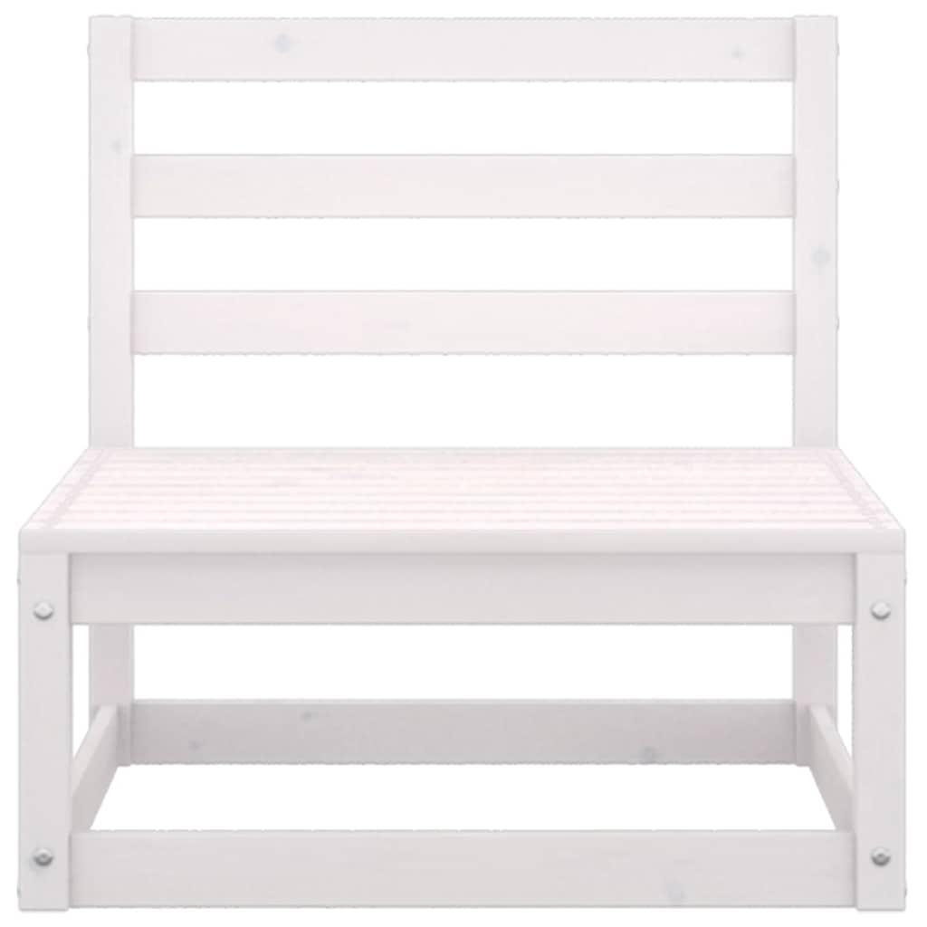 Garden Middle Sofa with Anthracite Cushions White Solid Pinewood