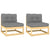Garden Middle Sofas with Grey Cushions 2 pcs Solid Pinewood