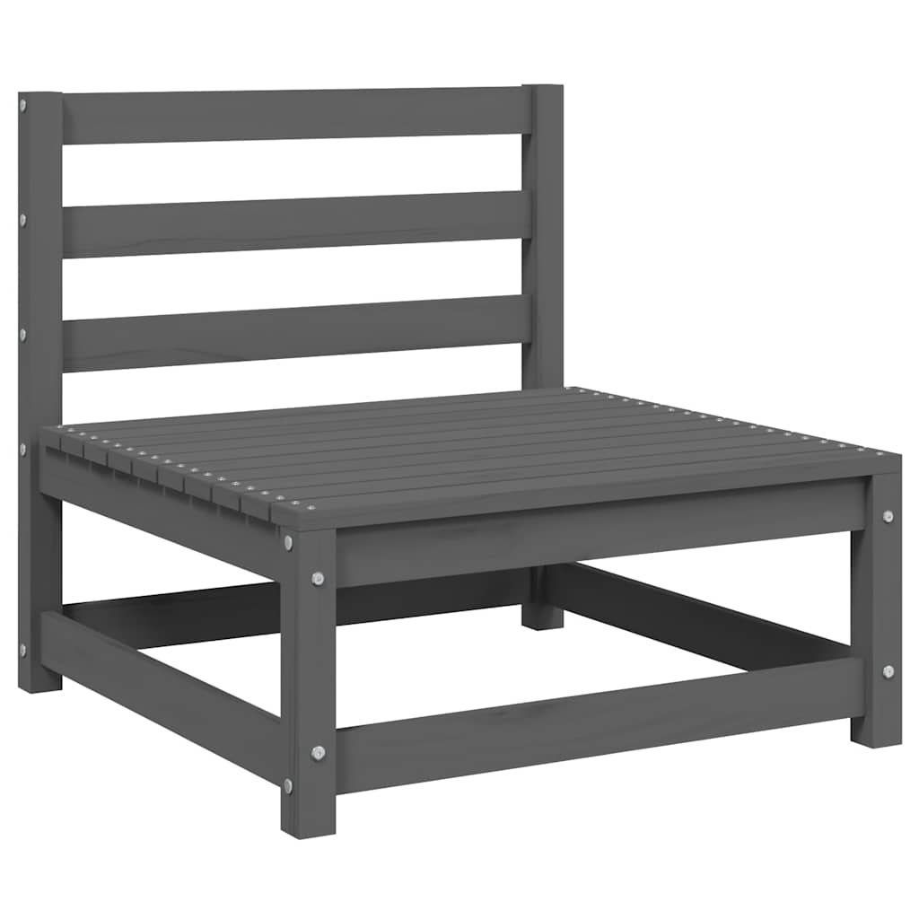 Garden Middle Sofas with Cushions 2 pcs Grey Solid Pinewood