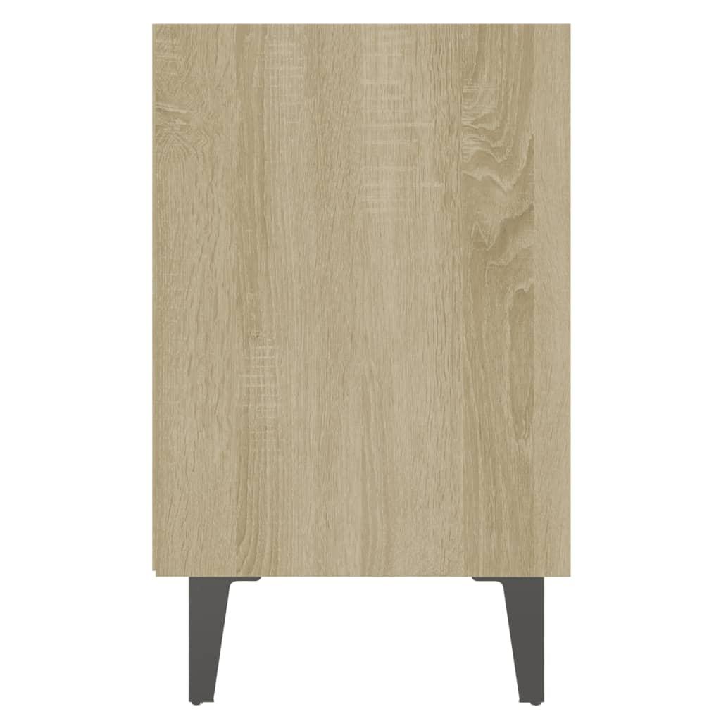 Bed Cabinets Metal Legs 2 pcs Sonoma Oak and White 40x30x50 cm