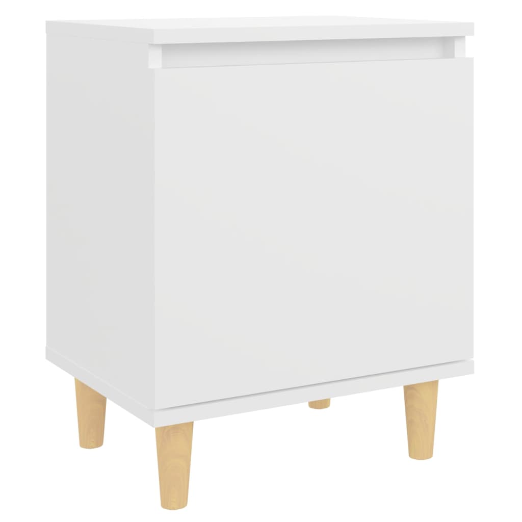 Bed Cabinets with Solid Wood Legs 2 pcs White 40x30x50 cm