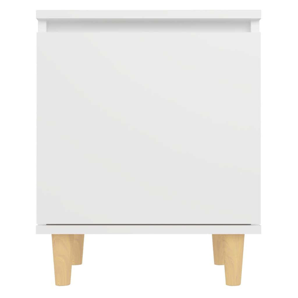 Bed Cabinets with Solid Wood Legs 2 pcs White 40x30x50 cm