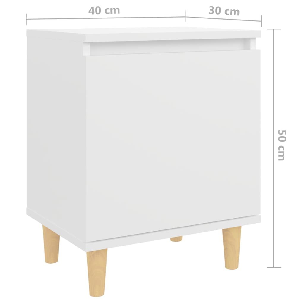 Bed Cabinets with Solid Wood Legs 2 pcs White 40x30x50 cm