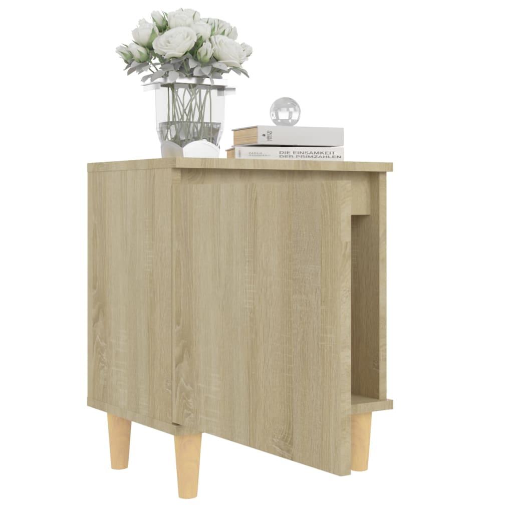 Bed Cabinets with Solid Wood Legs 2 pcs Sonoma Oak 40x30x50 cm