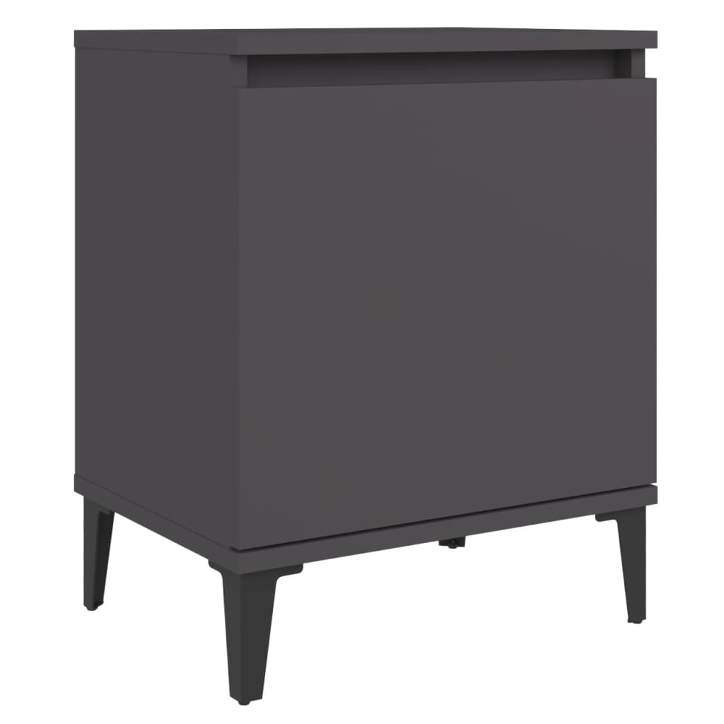 Bed Cabinet with Metal Legs Grey 40x30x50 cm