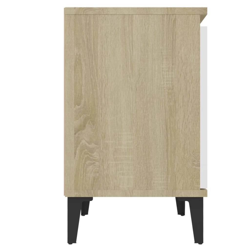 Bed Cabinet Metal Legs Sonoma Oak and White