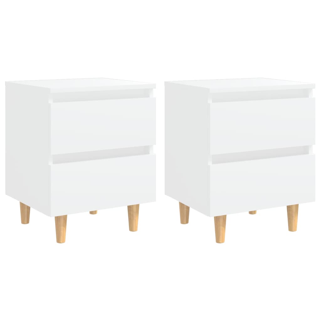 Bed Cabinets with Solid Pinewood Legs 2 pcs White 40x35x50 cm