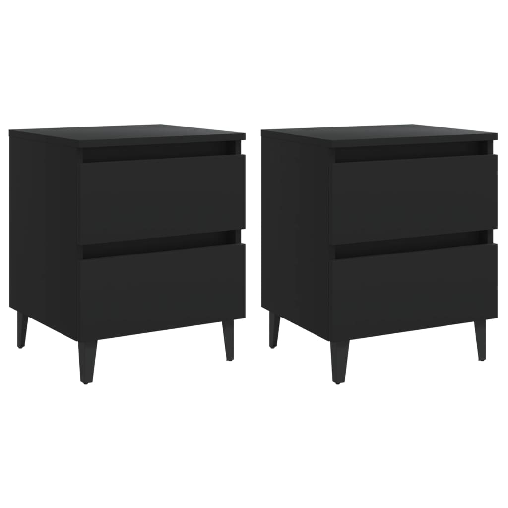 Bed Cabinets 2 pcs Black 40x35x50 cm Engineered Wood