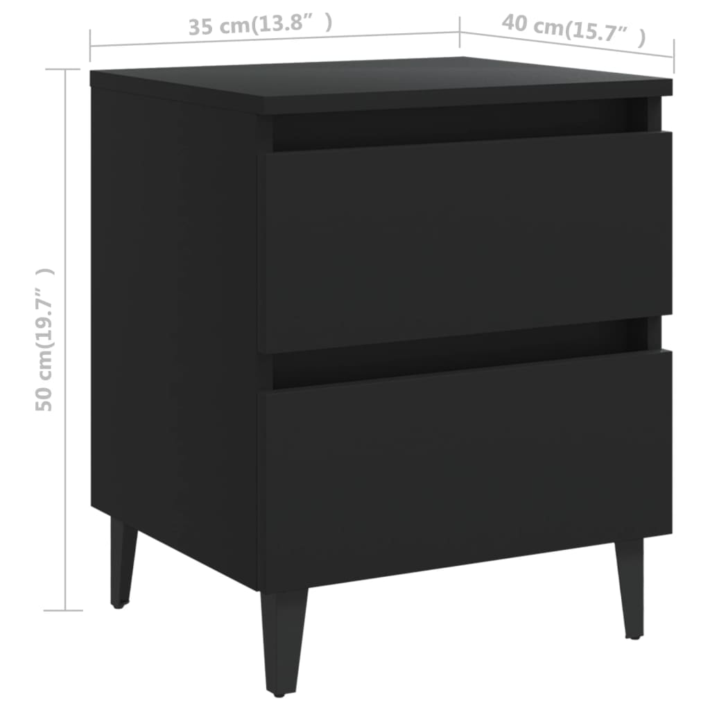 Bed Cabinets 2 pcs Black 40x35x50 cm Engineered Wood