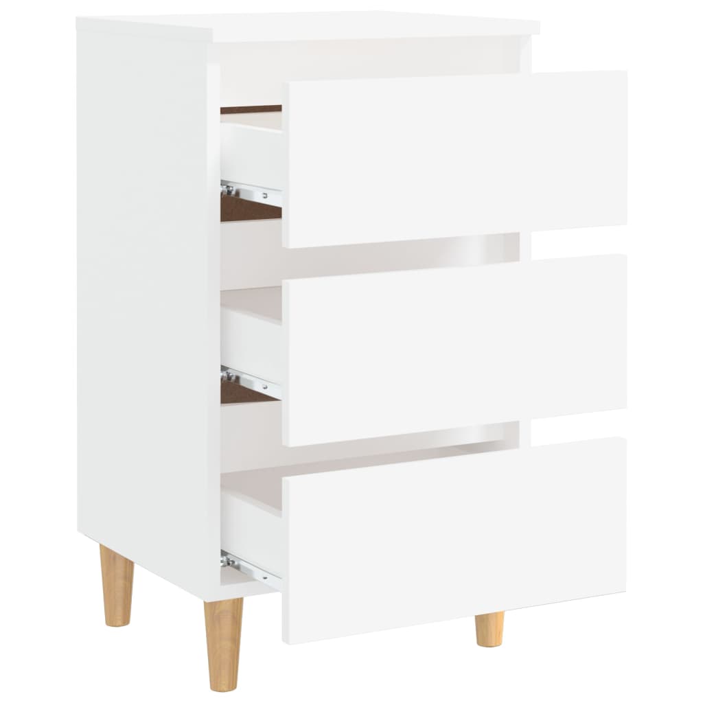 Bed Cabinets with Solid Wood Legs 2 pcs White 40x35x69 cm