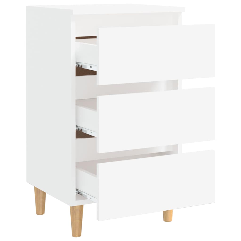 Bed Cabinets with Solid Wood Legs 2 pcs White 40x35x69 cm