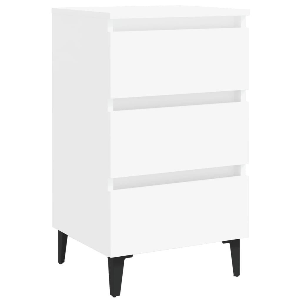 Bed Cabinet with Metal Legs White 40x35x69 cm