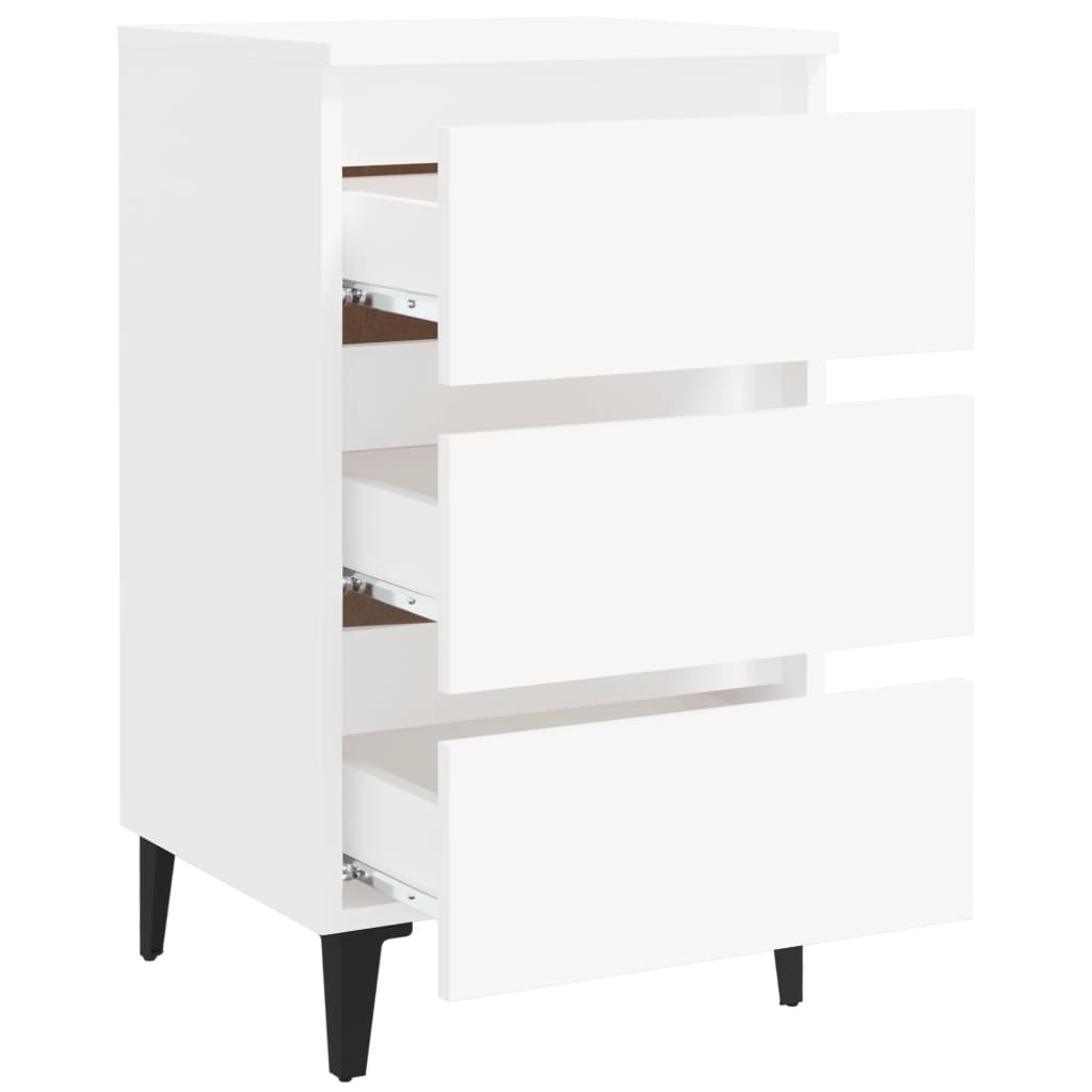 Bed Cabinet with Metal Legs 2 pcs White 40x35x69 cm