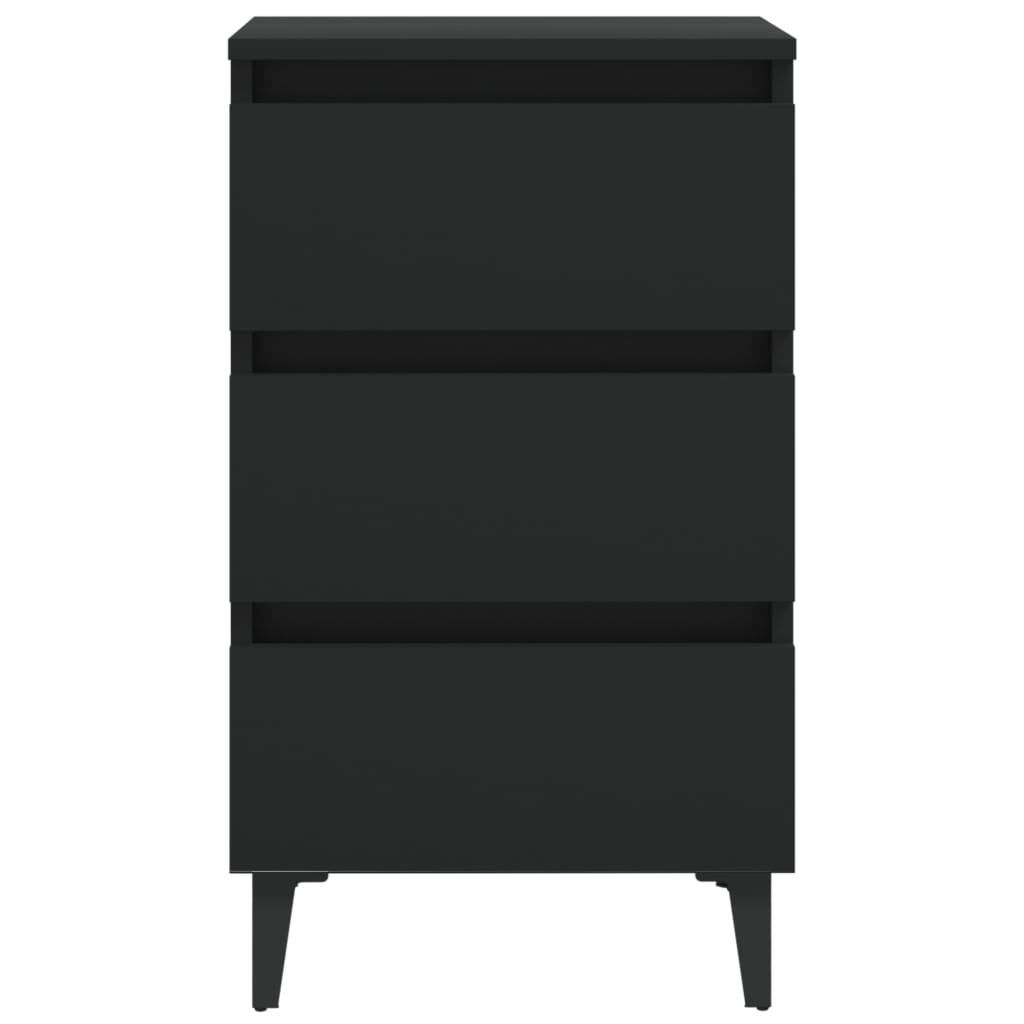 Bed Cabinet with Metal Legs 2 pcs Black 40x35x69 cm