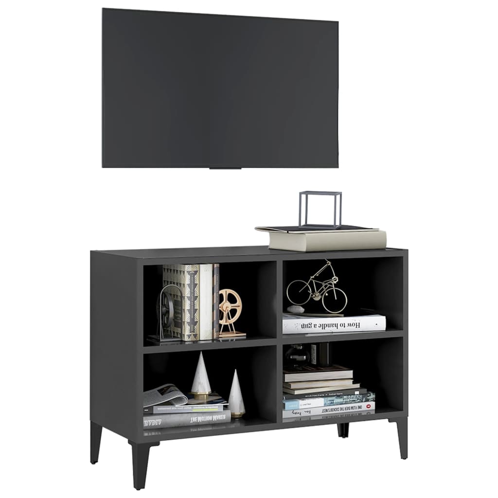 TV Cabinet with Metal Legs Grey 69.5x30x50 cm