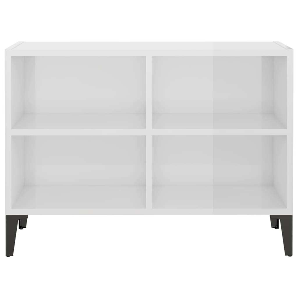 TV Cabinet with Metal Legs High Gloss White 69.5x30x50 cm