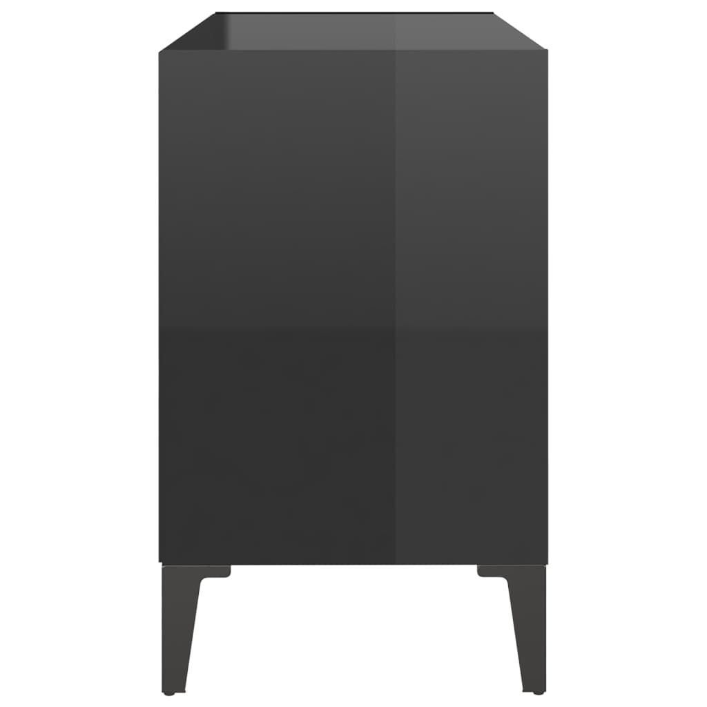 TV Cabinet with Metal Legs High Gloss Black 69.5x30x50 cm