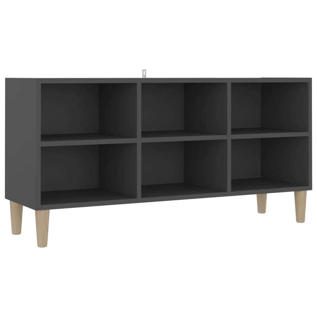 TV Cabinet with Solid Wood Legs Grey 103.5x30x50 cm