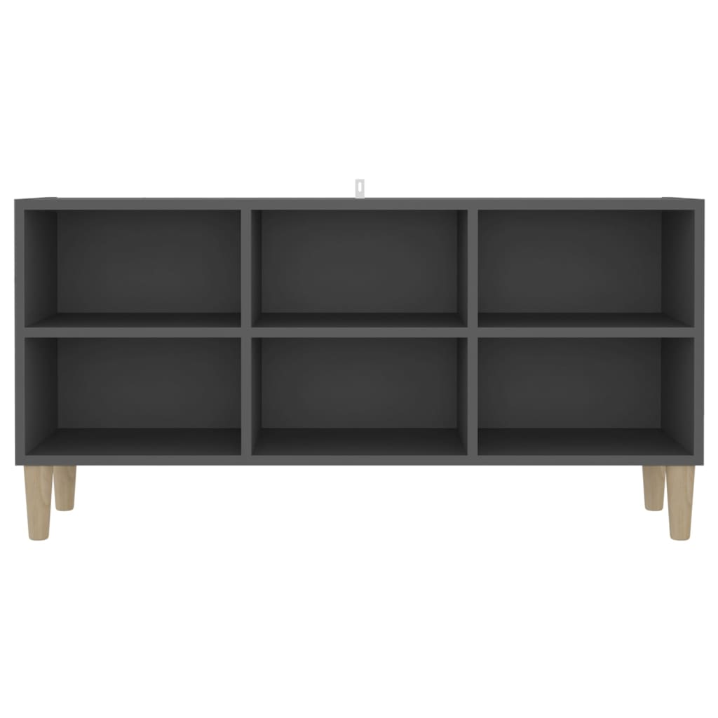 TV Cabinet with Solid Wood Legs Grey 103.5x30x50 cm