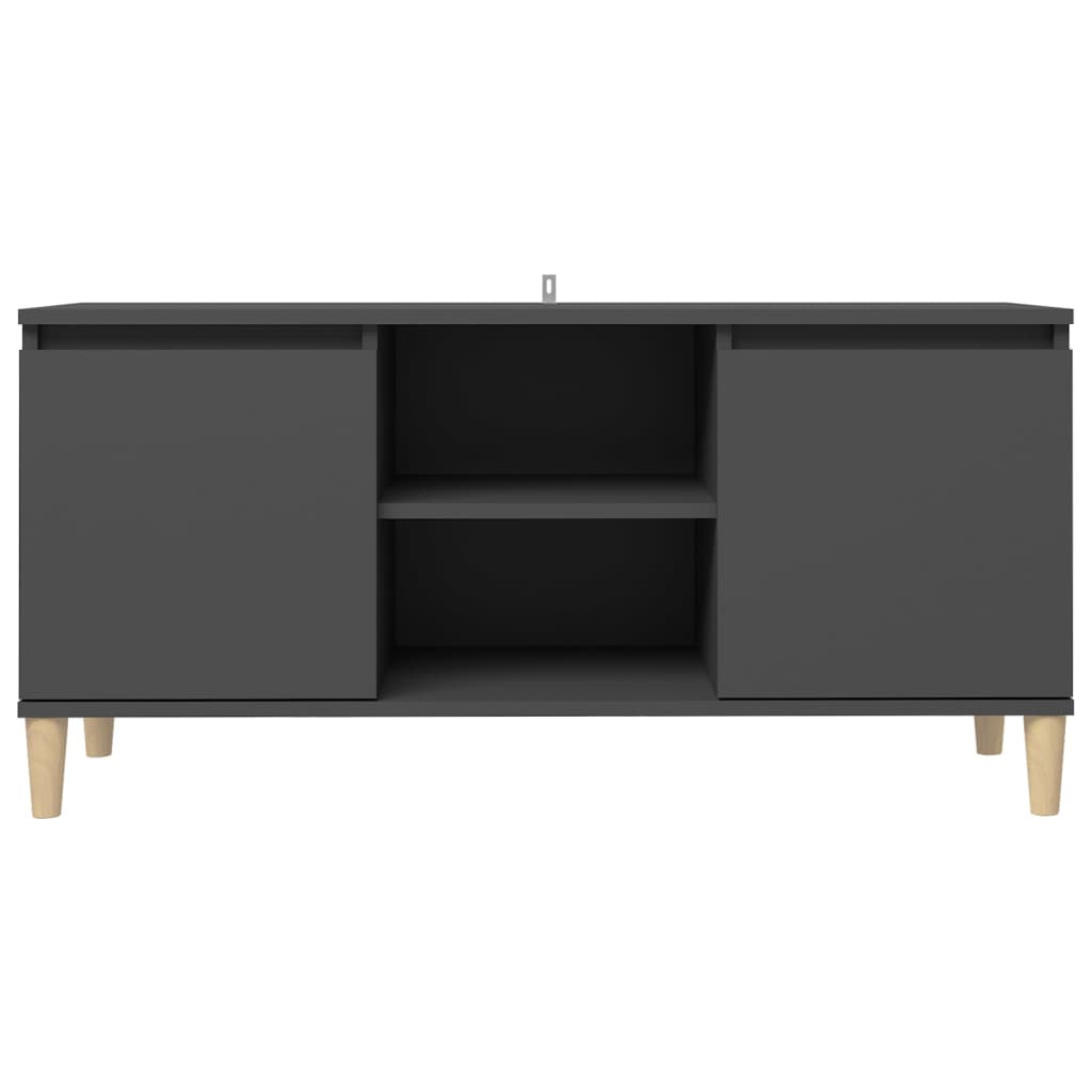 TV Cabinet with Solid Wood Legs Grey 103.5x35x50 cm