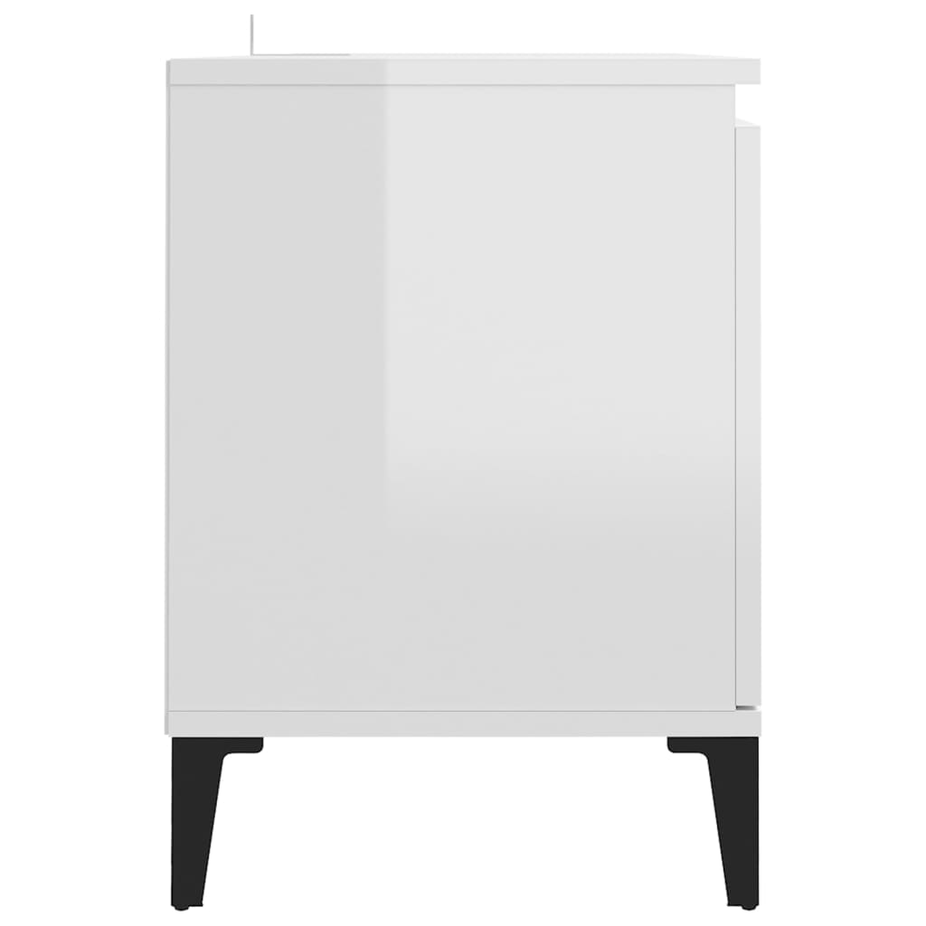 TV Cabinet with Metal Legs High Gloss White 103.5x35x50 cm