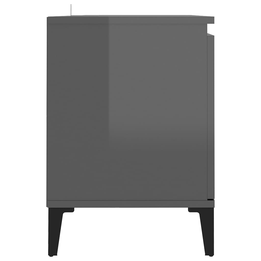 TV Cabinet with Metal Legs High Gloss Grey 103.5x35x50 cm