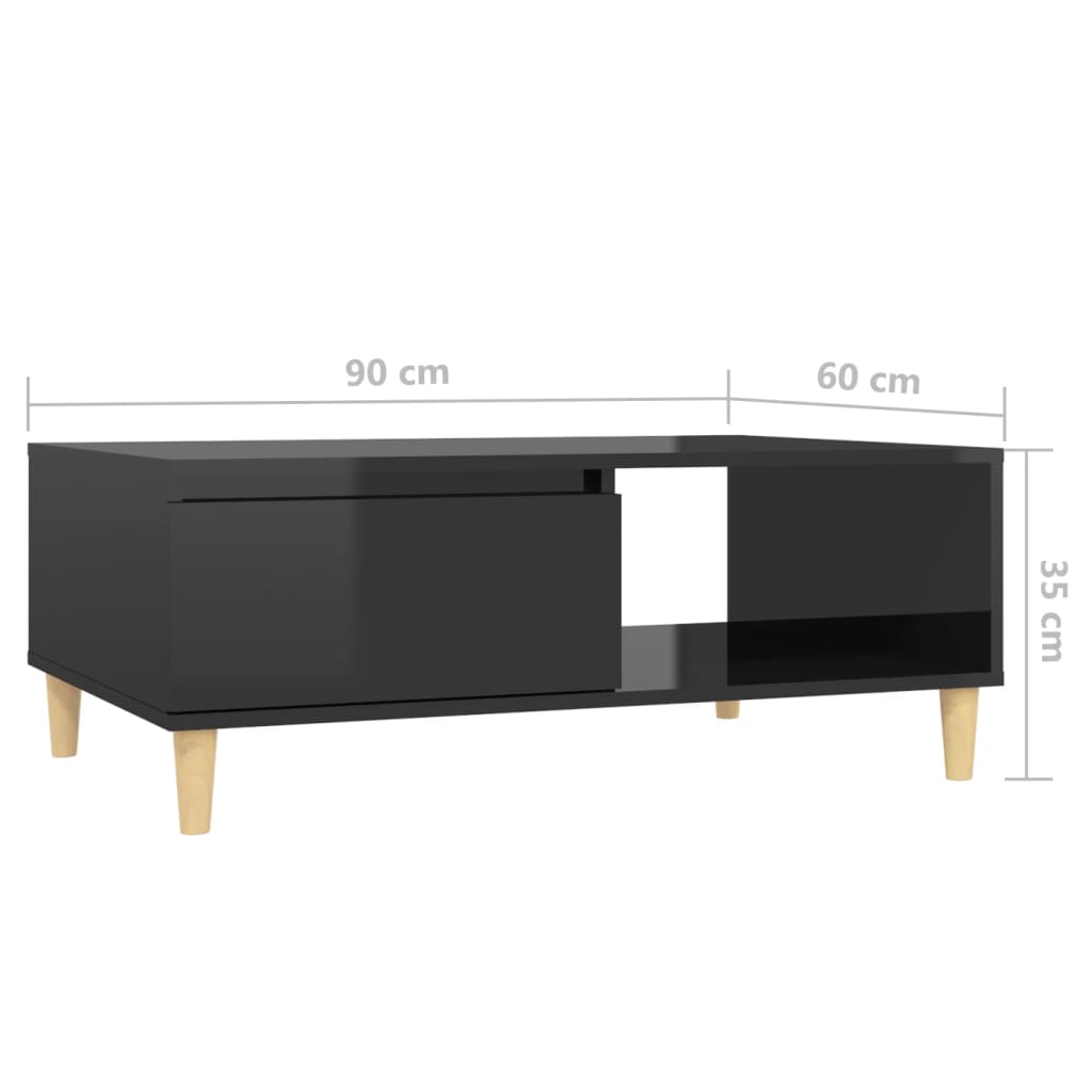 Coffee Table High Gloss Black 90x60x35 cm Engineered Wood