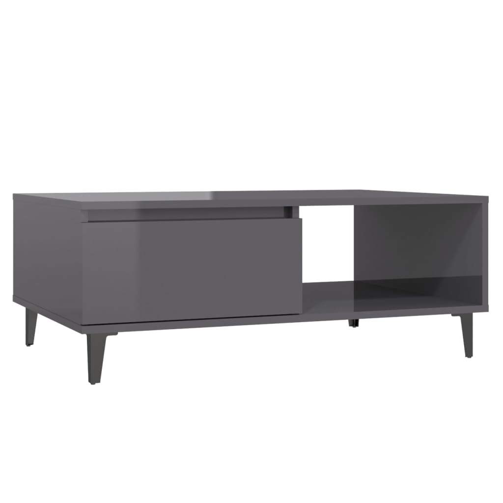 Coffee Table High Gloss Grey 90x60x35 cm Engineered Wood