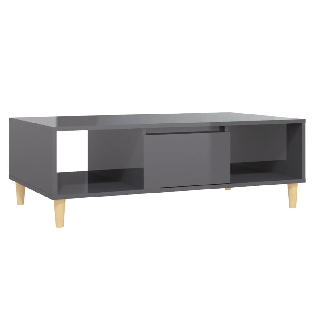 Coffee Table High Gloss Grey 103.5x60x35 cm Engineered Wood