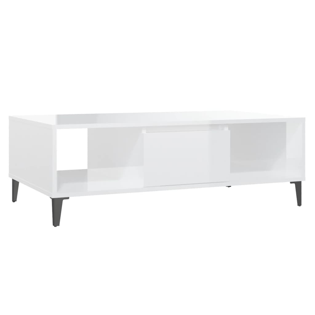 Coffee Table High Gloss White 103.5x60x35 cm Engineered Wood