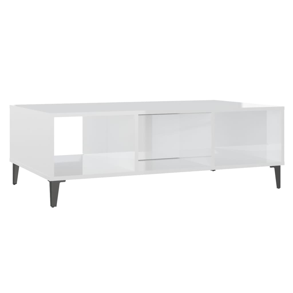 Coffee Table High Gloss White 103.5x60x35 cm Engineered Wood