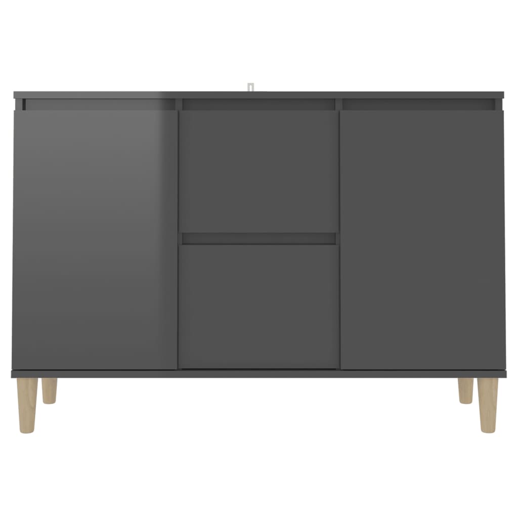 Sideboard High Gloss Grey 101x35x70 cm Engineered Wood