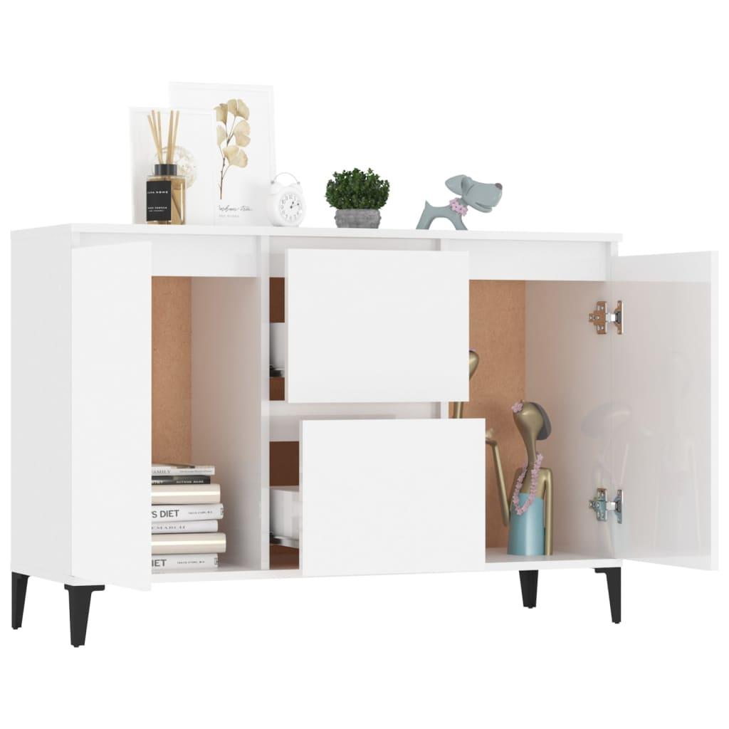 Sideboard High Gloss White 102x35x70 cm Engineered Wood