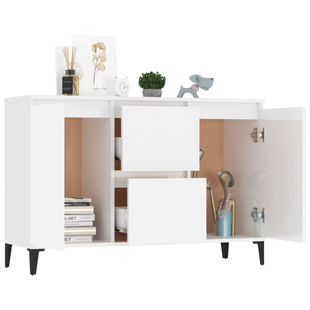 Sideboard High Gloss White 104x35x70 cm Engineered Wood