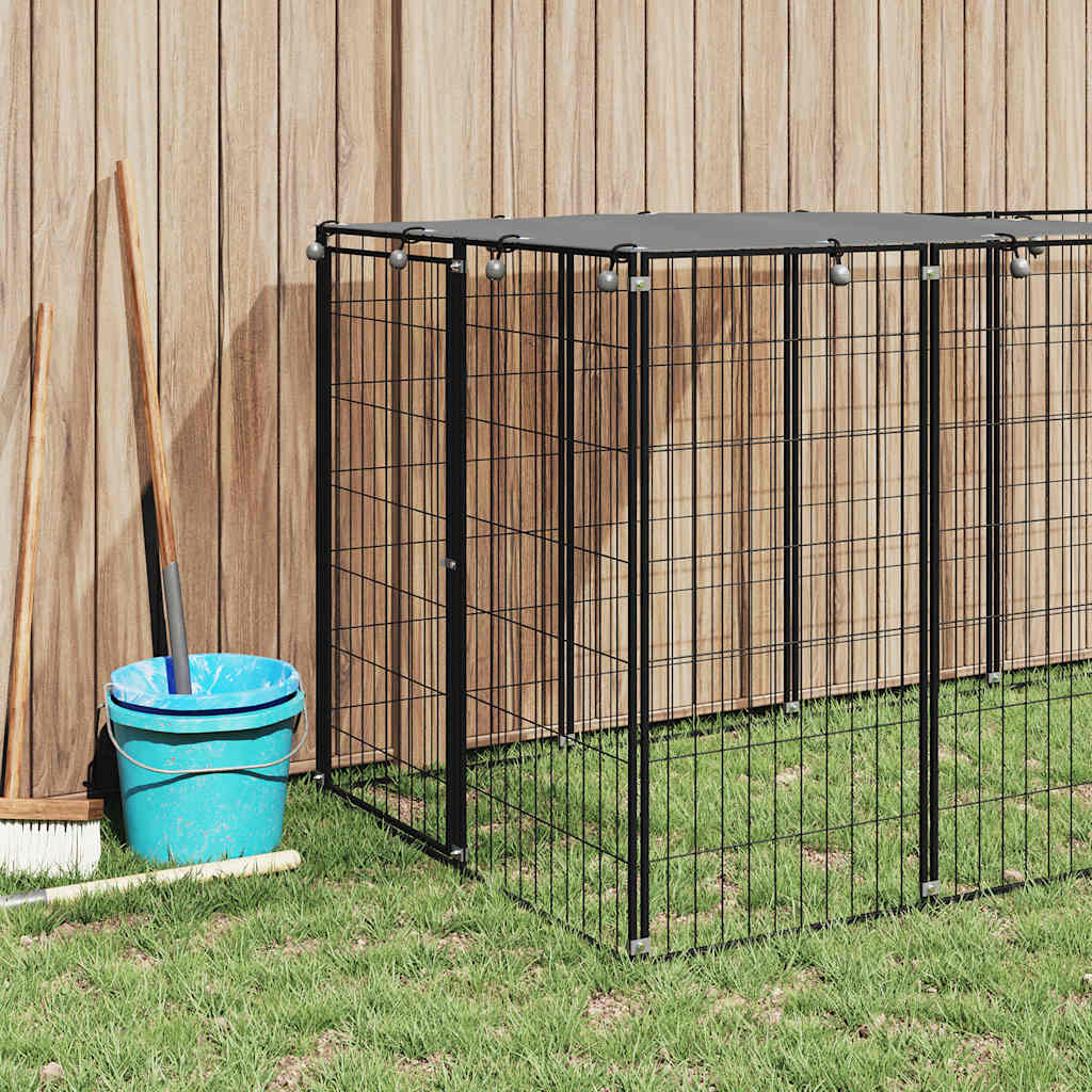 Dog Kennel Black 330x110x110 cm Steel