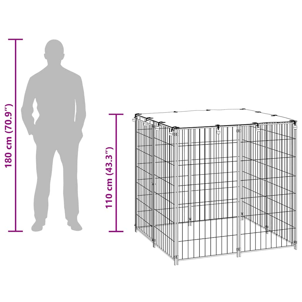 Dog Kennel Silver 110x110x110 cm Steel