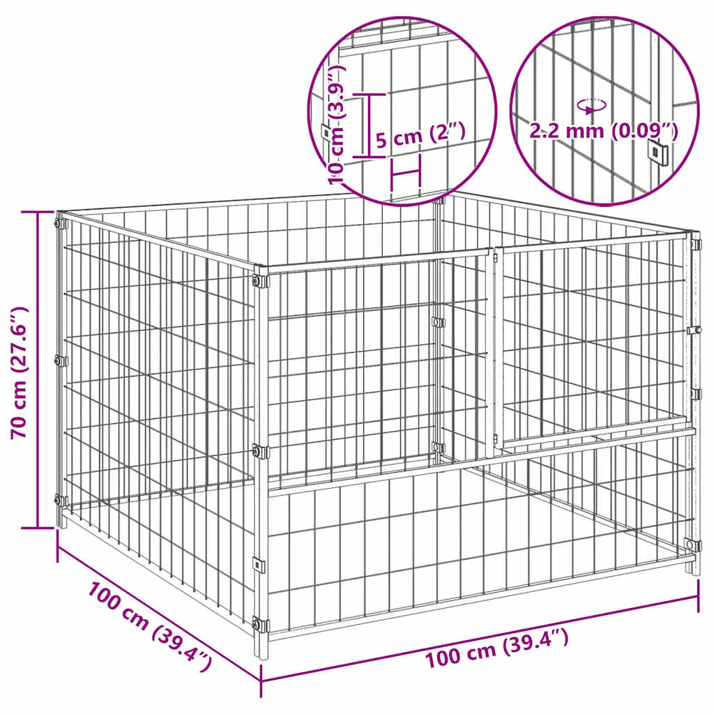 Dog Kennel Black 100x100x70 cm Steel