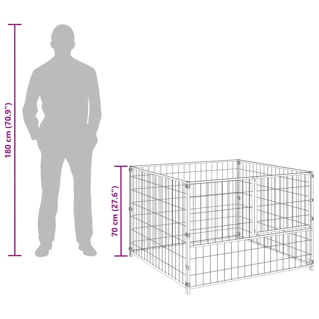 Dog Kennel Black 100x100x70 cm Steel