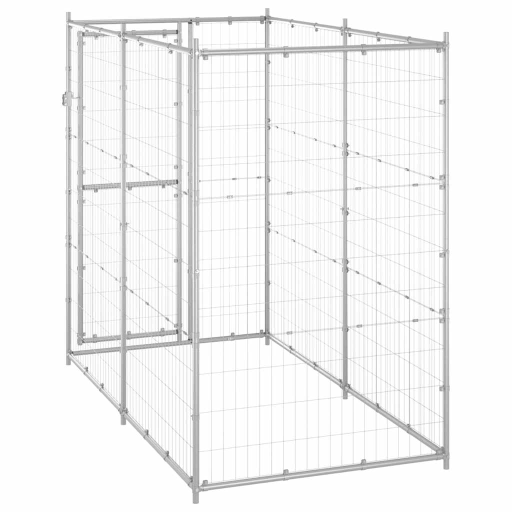 Outdoor Dog Kennel Galvanised Steel 110x220x180 cm