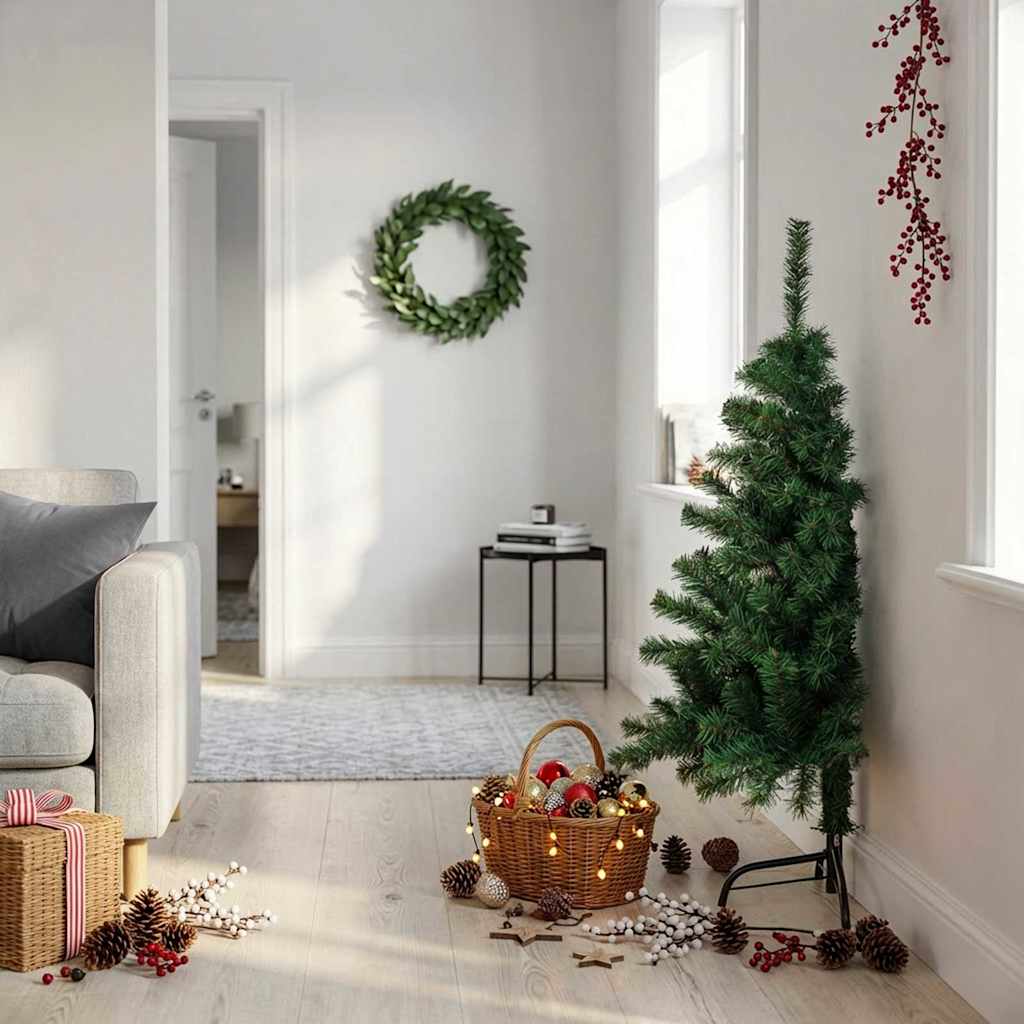 Artificial Half Christmas Tree with Stand Green 120 cm PVC