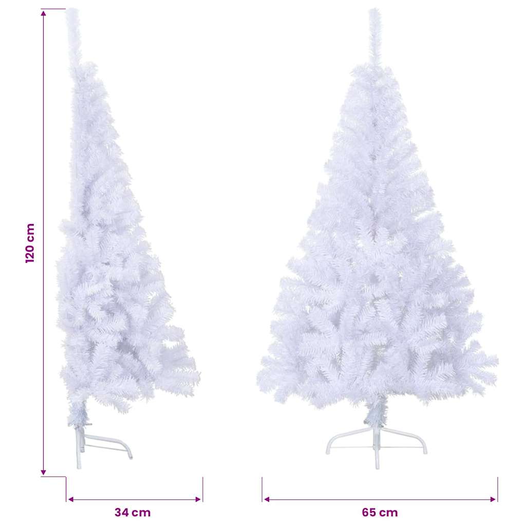 Artificial Half Christmas Tree with Stand White 120 cm PVC